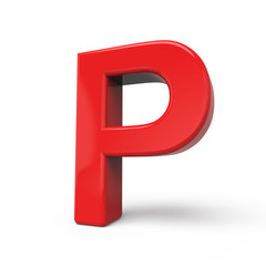 3d glossy red letter P
