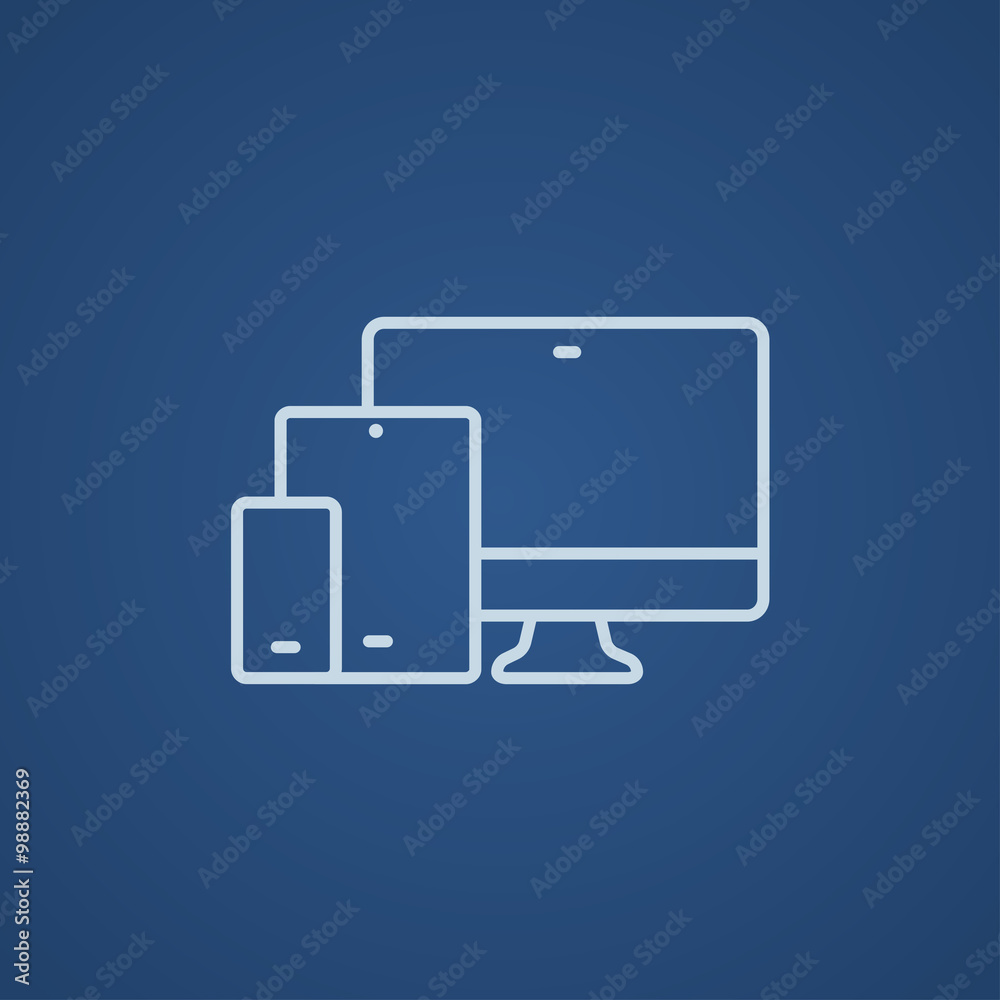 Wall mural responsive web design line icon.