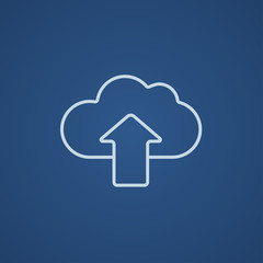 Cloud with arrow up line icon.