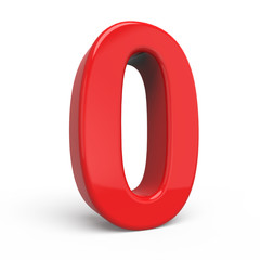 3d glossy red number 0