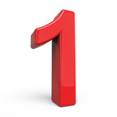3d glossy red number 1