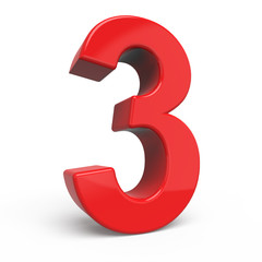 3d glossy red number 3