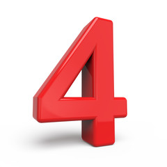 Fototapeta premium 3d glossy red number 4
