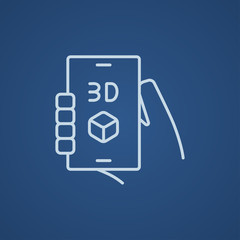 Smartphone with three D box line icon.