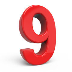 3d glossy red number 9