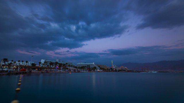 Beautiful sunset over Red Sea in Eilat, Israel, Middle East