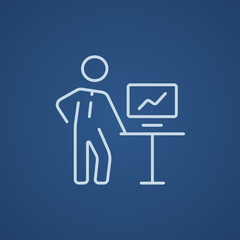 Business presentation line icon.
