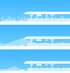 駅　ブルー背景