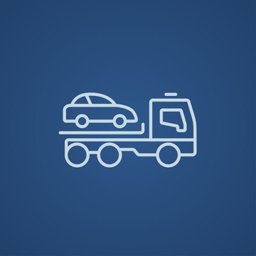 Car towing truck line icon.