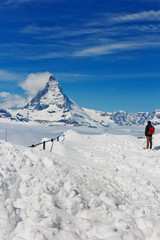 Fototapeta na wymiar Amazing view on Matterhorn - famous mount in Swiss Alps