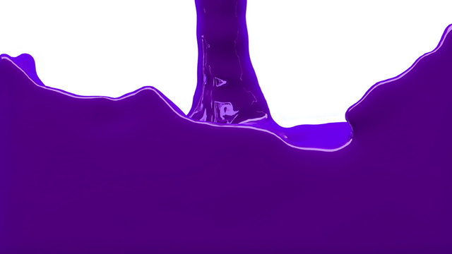 violet paint fills up screen, slow motion, isolated on white with alpha cannel