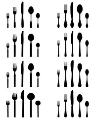 Set of black silhouettes of cutlery, vector