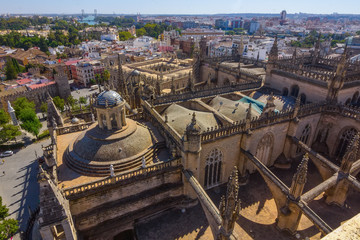 Fototapeta premium Cathedral of Santa Maria de Sevilla view from the Giralda in Seville, spain