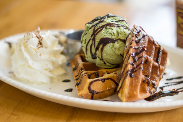 Ice cream and waffles