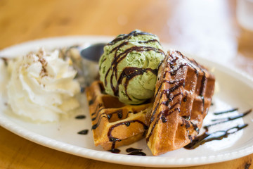Ice cream and waffles