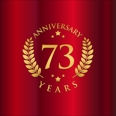 Wreath Anniversary Gold Logo Vector in Red Background 73