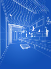 sketch design of interior buddha room