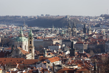 Fototapeta na wymiar Вид на Прагу со смотровой площадки у Страговского монастыря. Прага