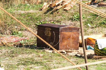 vintage wooden ancient chest