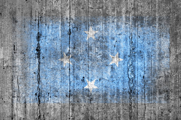 Micronesia flag painted on background texture gray concrete
