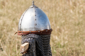 set helmet medieval chain mail