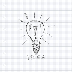 Pen and ink style illustration of a light bulb