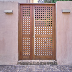contemporary house wooden door, Athens Greece