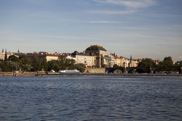 Fototapeta na wymiar Vltava river in Prague. Vltava is the longest river within the Czech Republic. 