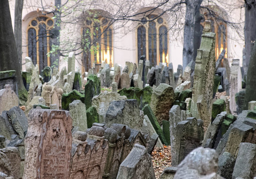 Old Jewish cemetery and a church, Prague