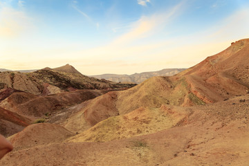 Fototapeta na wymiar Panorama of mountains in Big Crater (HaMakhtesh HaGadol) in Israel