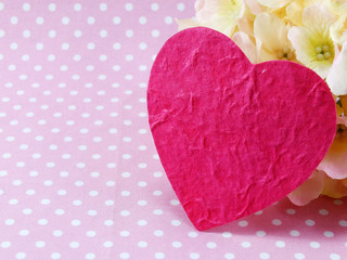 heart background valentine's day and beautiful pink Hydrangeas flowers