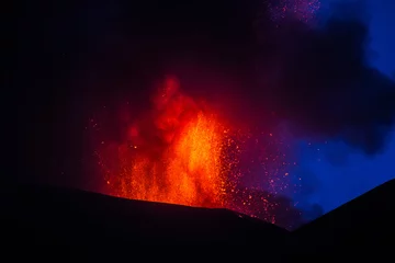 Fotobehang Volcano eruption. Mount Etna erupting from the crater Voragine   © Wead