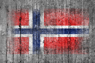 Norway flag painted on background texture gray concrete