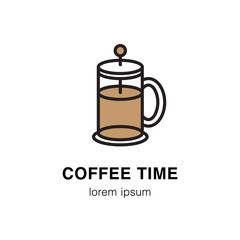 French press coffee vector illustration