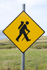 Yellow Hiking Sign
