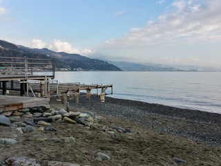 Angolo di spiaggia in inverno, ad Arenzano (GE)