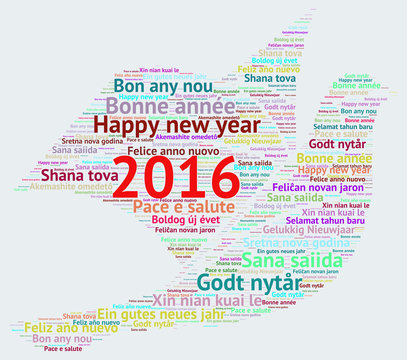 Happy New Year 2016 in different languages 