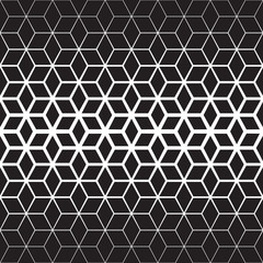 Vector Seamless Black And White Star Geometric Halftone Gradient Line Pattern