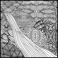 Background with hills and river 