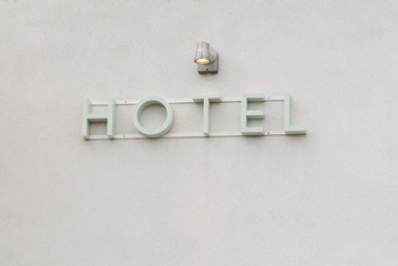 England, Morecambe, 08/16/2015, Vintage by the sea weekend at the Midland Hotel, Midland Hotel art deco exterior and sign.