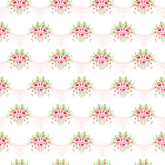 Seamless vintage pattern with pink roses
