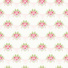 Seamless vintage pattern with pink roses