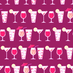 Seamless pattern with cocktails