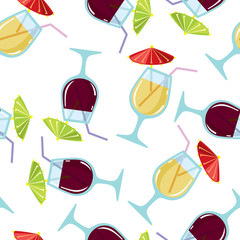 Seamless pattern with cocktails