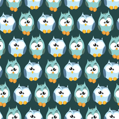Pattern with cartoon owls