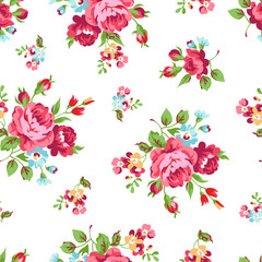 Seamless floral pattern with red roses