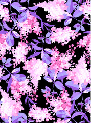 Seamless floral pattern with pink flowers