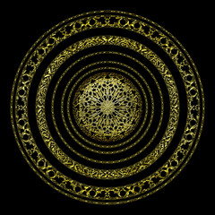 Golden element on black