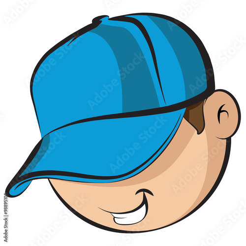 "Face of a young kid wearing baseball cap" Stock image and royaltyfree