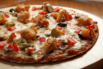 Shrimp prawn pizza flat bread
